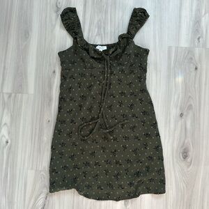 Green Floral Dress with Ruffled Straps